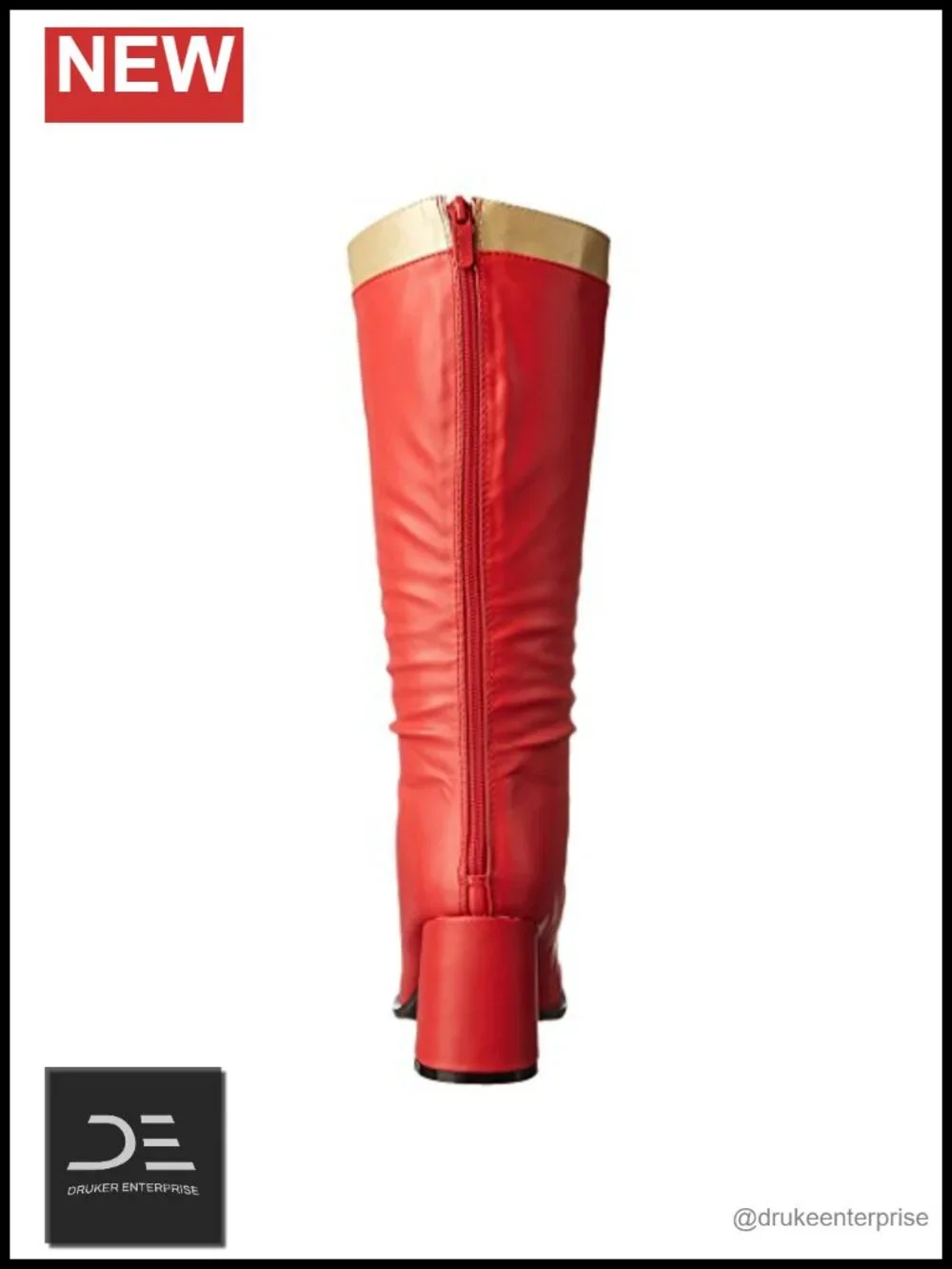 Faux Leather Knee-High Block Heel Boots with Zipper